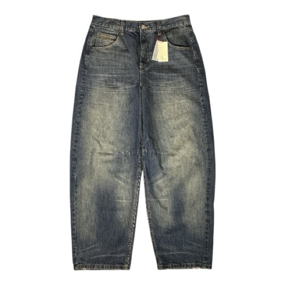 Urban Outfitters BDG NWT Blue Denim Baggy Wide Leg Buckle Barrel Jeans Size 34W - Picture 2 of 8